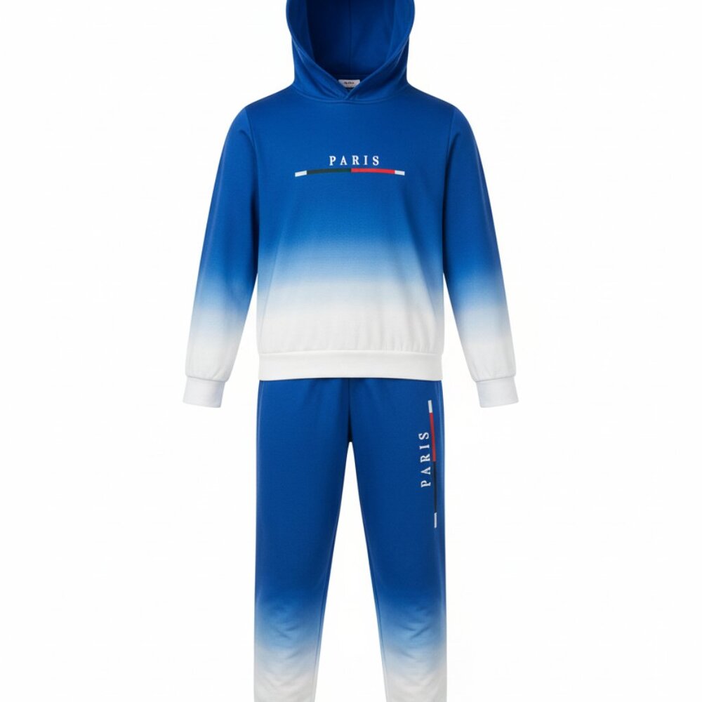 Paris Hooded Pullover Sweater and Drawstring Pants Set Boys Size 11/12